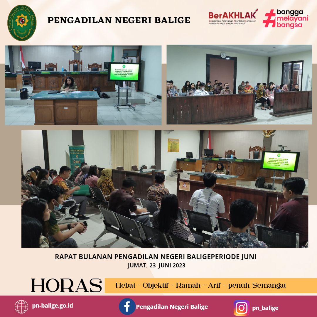 RAPAT BULANAN PENGADILAN NEGERI BALIGE PERIODE JUNI 2023